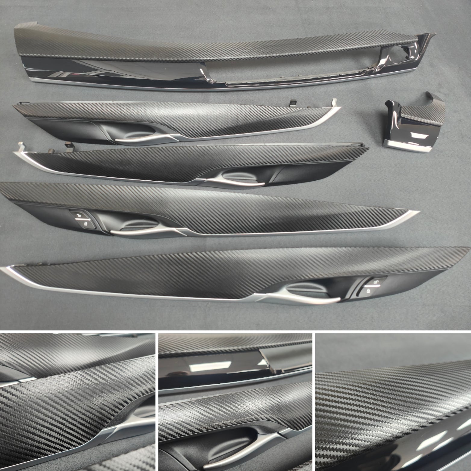 BMW X6 F16 INTERIOR TRIM SET - DEEP TEXTURED GLOSSY BLACK CARBON (MTD-TEX)